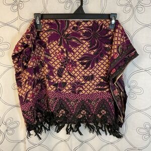 Women's Bluemar Shaw 32x22‎ Purple/pink/tan/black With Tassels